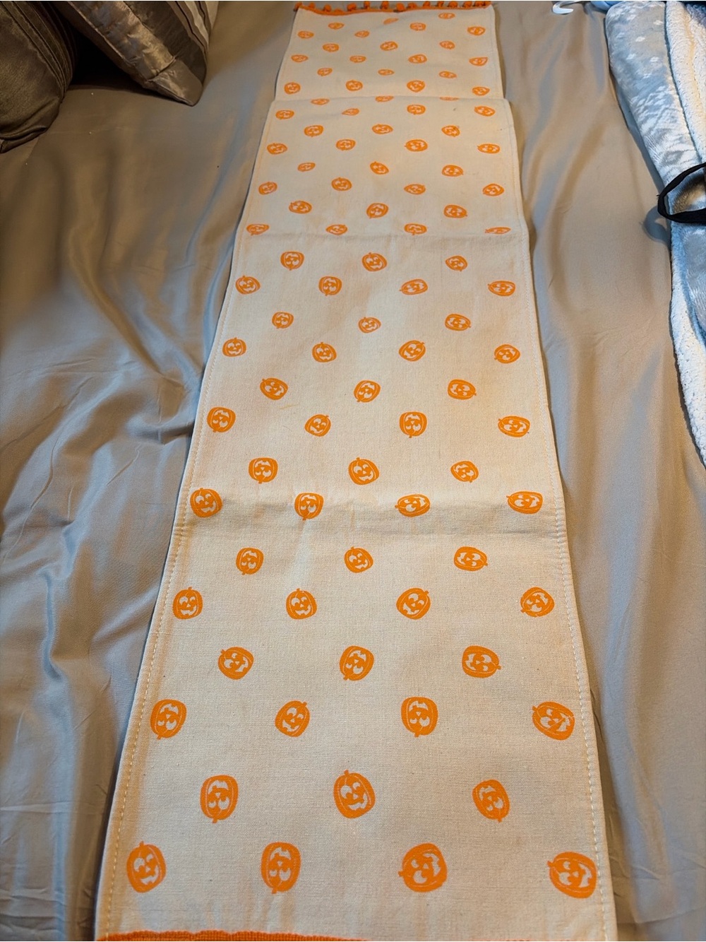 Halloween Pumpkin Runner - Orange on Cream Table Runner